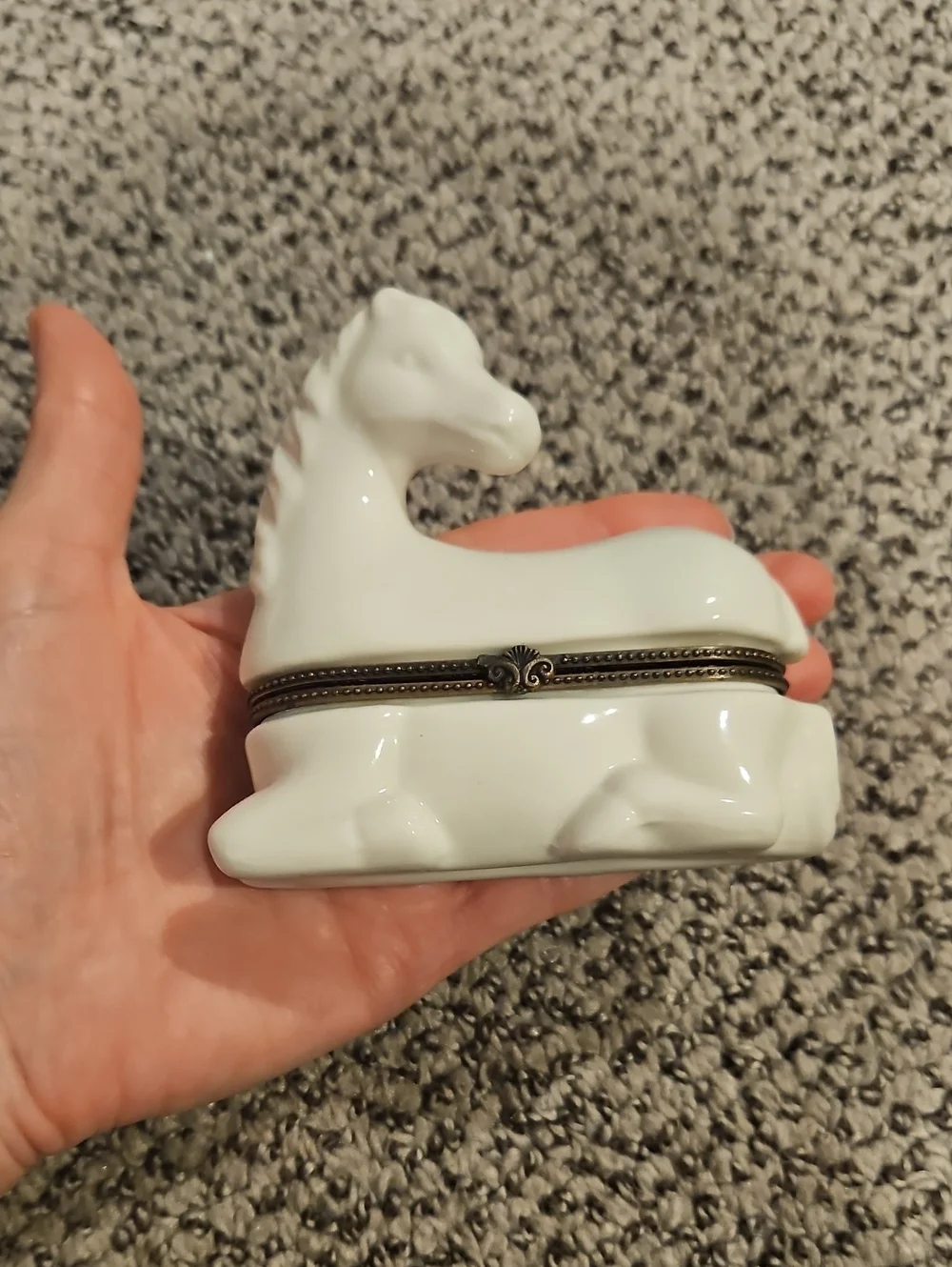 Vintage White Horse Trinket Box